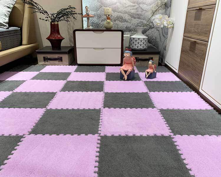 Large Area Room Cube Floor Mats Beside The Bed