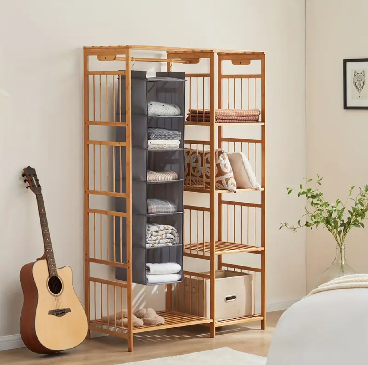 Bamboo Multi Layer Wardrobe Storage Hanging Bag