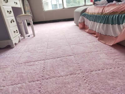 Large Area Room Cube Floor Mats Beside The Bed